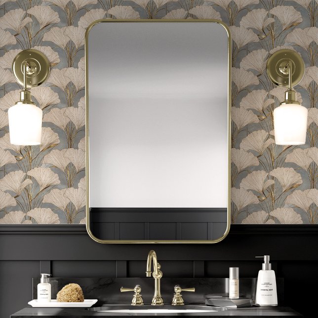 Gouden Ginkgo Bladeren op Textured Blue Behang (Creator heeft geüpload)