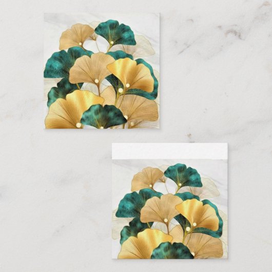 Gouden ginkgo bladeren vierkante visitekaartje (Voorkant / Achterkant)