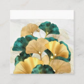 Gouden ginkgo bladeren vierkante visitekaartje (Achterkant)