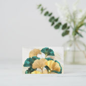 Gouden ginkgo bladeren visitekaartje (Staand voorkant)