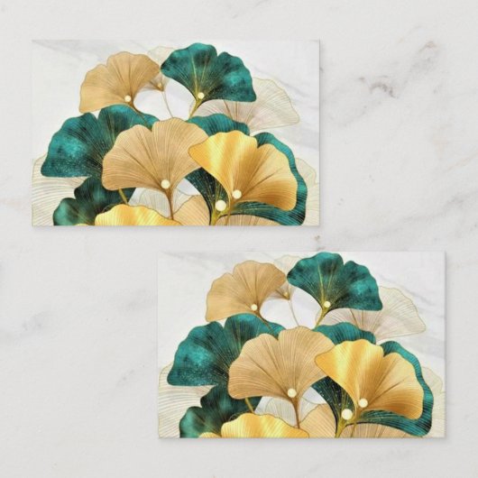 Gouden ginkgo bladeren visitekaartje (Voorkant / Achterkant)