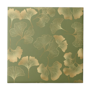 Gouden Ginkgo Herfstpatroon Tegeltje