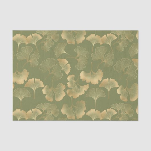 Gouden Ginkgo Herfstpatroon Tissuepapier (Voorkant)