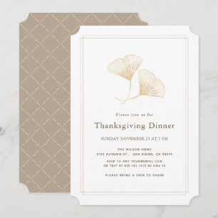 Gouden Ginkgo laat eenvoudig Thanksgiving diner ac Kaart