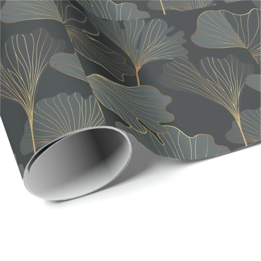 Gouden Ginkgo: luxe bloemendeco. Cadeaupapier (Rol Hoek)