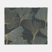 Gouden Ginkgo: luxe bloemendeco. Fleece Deken (Voorkant (Horizontaal))
