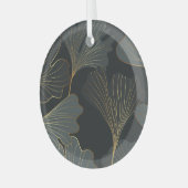 Gouden Ginkgo: luxe bloemendeco. Glas Ornament (Voorkant links)