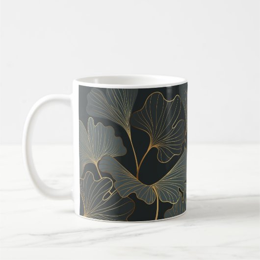 Gouden Ginkgo: luxe bloemendeco. Koffiemok (Links)