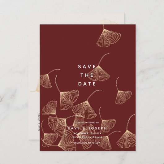 Gouden Ginkgo verlaat Bourgogne om de datum te red Aankondigingskaart (Voorkant / Achterkant)