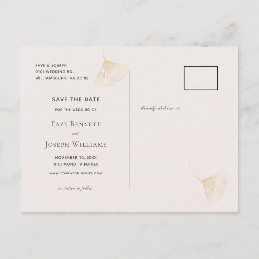 Gouden Ginkgo verlaat Bourgogne om de datum te red Aankondigingskaart (Achterkant)