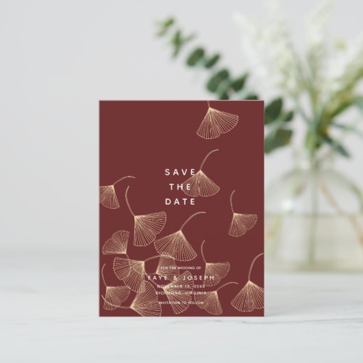 Gouden Ginkgo verlaat Bourgogne om de datum te red Aankondigingskaart (Staand voorkant)