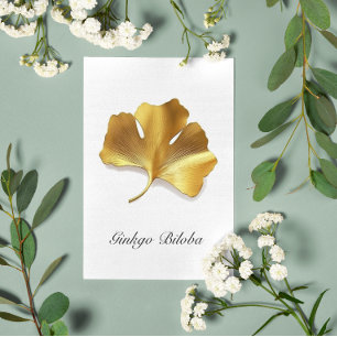 Gouden Ginkoblad - Symbool van Lange Levensduur &  Briefkaart