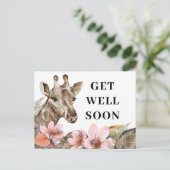 gouden Giraffe Floral komt snel goed Briefkaart (Staand voorkant)
