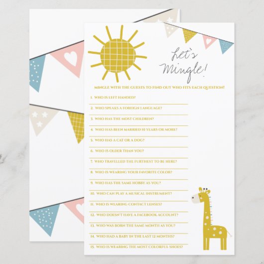 Gouden Giraffe Laten we Komen Overeen! Baby Shower (Voorkant / Achterkant)