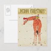 Gouden Giraffe & Little Bird Kerst Briefkaart (Voorkant / Achterkant)