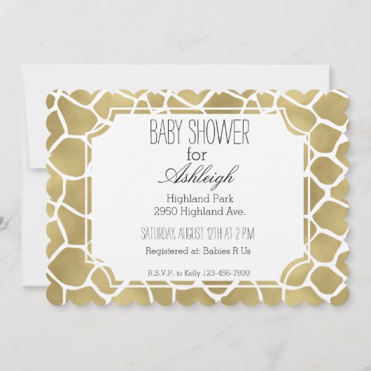 Gouden Giraffe Print baby shower Kaart (Voorkant)