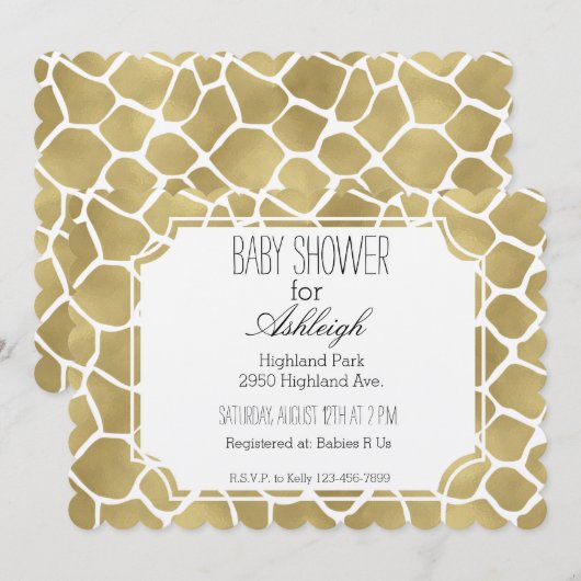 Gouden Giraffe Print baby shower Kaart (Voorkant / Achterkant)