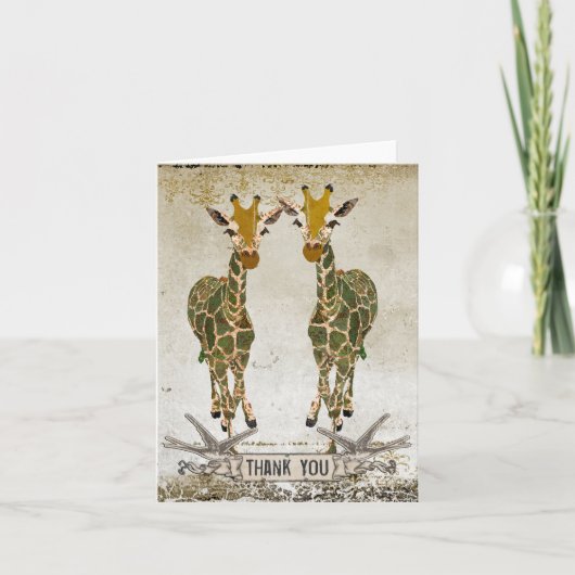 Gouden Giraffes Bedankt Notecard (Voorkant)