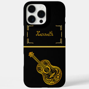 Gouden Gitaar Artistiek Toont Ingewikkeld Ontwerp iPhone 16 Pro Max Hoesje