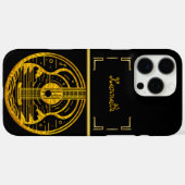 Gouden Gitaar Artistry Showcases Muzikale Eleganti Case-Mate iPhone Case (Achterkant (horizontaal))