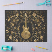Gouden gitaar in Golden Garden op zwart Tissuepapier (Craft)