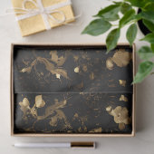 Gouden gitaar in Golden Garden op zwart Tissuepapier (Geschenk)