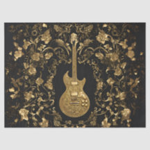 Gouden gitaar in Golden Garden op zwart