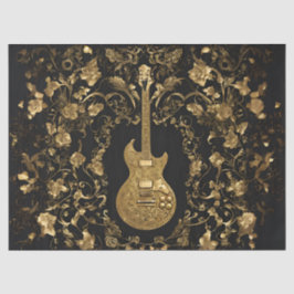 Gouden gitaar in Golden Garden op zwart Tissuepapier
