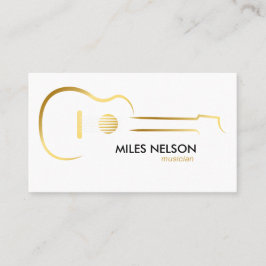 Gouden Gitaar Modern Logo Illustratie Muziek Visitekaartje