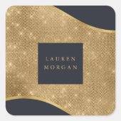 gouden gladde vloergolf luxueus vierkante sticker (Voorkant)
