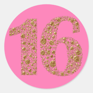 Gouden Glam16 Zestiende Verjaardagsfeest Favoriet Ronde Sticker