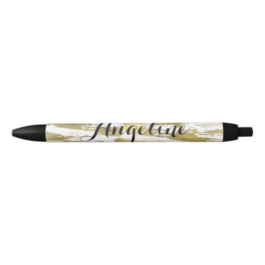 Gouden Glam Abstract Persoonlijk Zwarte Inkt Pen (Voorkant)