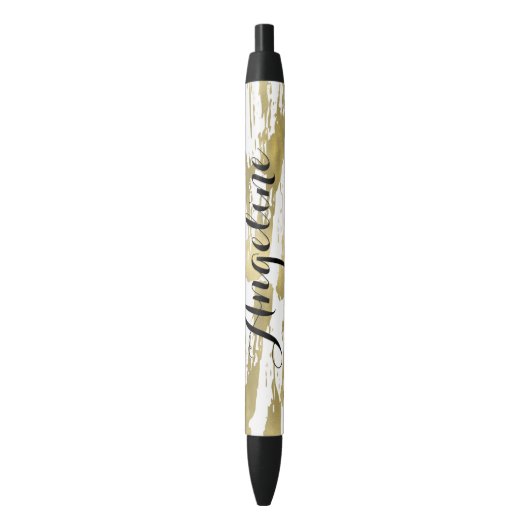Gouden Glam Abstract Persoonlijk Zwarte Inkt Pen (Voorkant Verticaal)