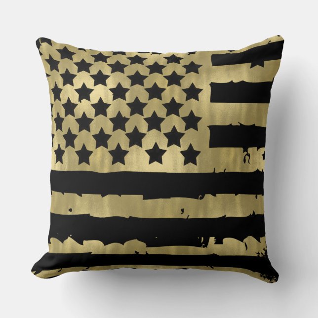 Gouden Glam Abstract USA Flag Kussen (Voorkant)