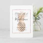 Gouden Glam Ananas Kaart (Staand voorkant)