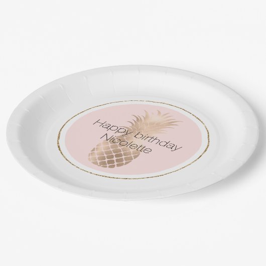 Gouden Glam Ananas Papieren Bordje (Gekanteld)