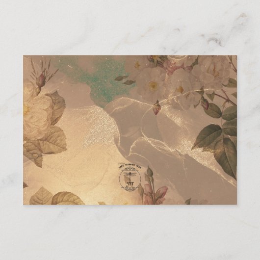 Gouden  Glam Bloemen Modern Details Informatiekaartje (Achterkant)