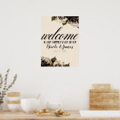 Gouden Glam Bloemrozen Elegante Ivoor Chic Bruilof Poster (Keuken)