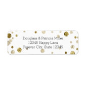 Gouden Glam Bokeh Confetti Stippen Etiket (Voorkant)