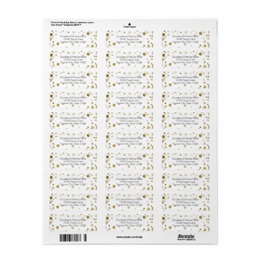 Gouden Glam Bokeh Confetti Stippen Etiket (Full Sheet)