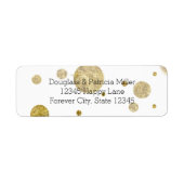Gouden Glam Bokeh Confetti Stippen Etiket (Voorkant)
