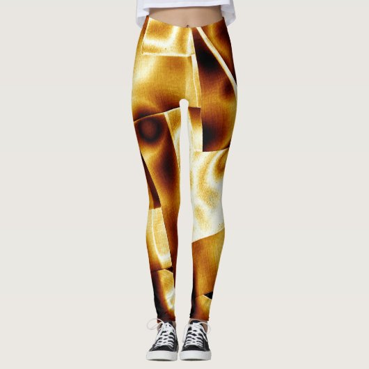 Gouden Glam Brons Moderne Chic Leggings (Voorkant)