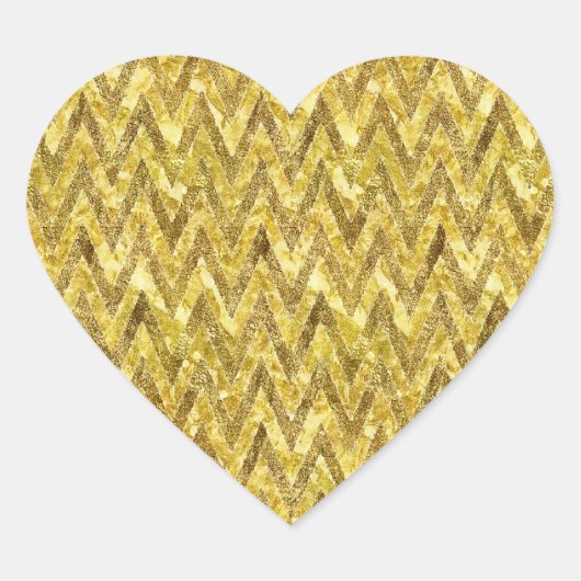 Gouden Glam Chevron Hart Sticker (Voorkant)