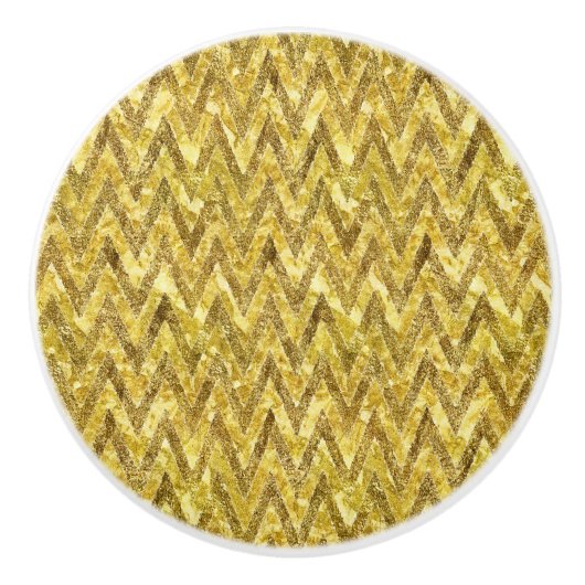 Gouden Glam Chevron Strepen Keramische Knop (Voorkant)