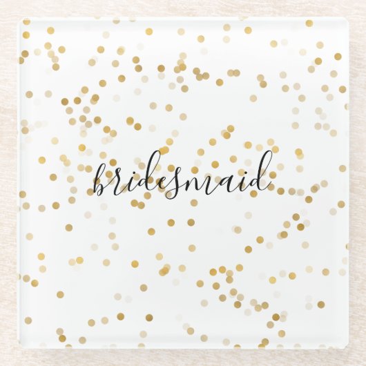 Gouden Glam Confetti bruidsmeisje Glazen Onderzetter (Voorkant)