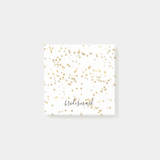 Gouden Glam Confetti Bruidsmeisje Post-it® Notes (Voorkant)