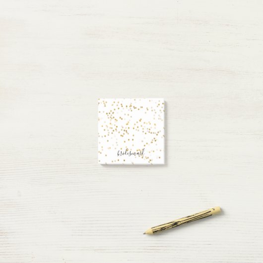 Gouden Glam Confetti Bruidsmeisje Post-it® Notes (Op bureau)