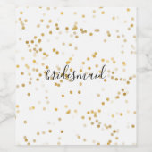 Gouden Glam Confetti bruidsmeisje Wijn Etiket (Enkel label)