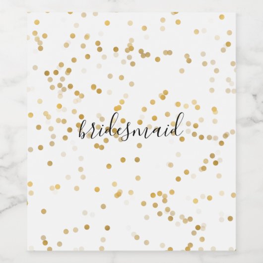 Gouden Glam Confetti bruidsmeisje Wijn Etiket (Enkel label)