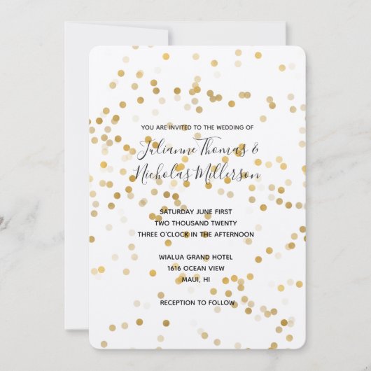 Gouden Glam Confetti bruiloft uitnodigt Kaart (Voorkant)